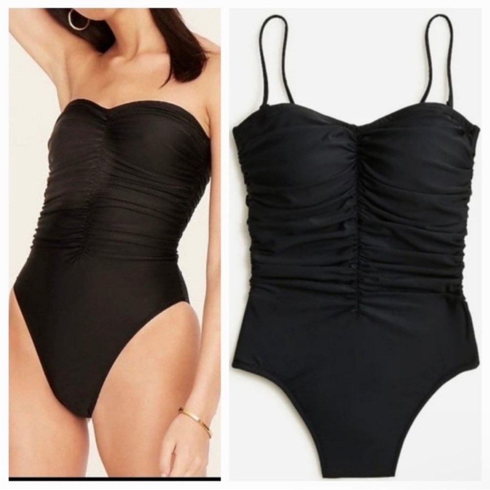 J. Crew Ruched Sweetheart One Piece Swimsuit in Black Sz 22 Plus NEW